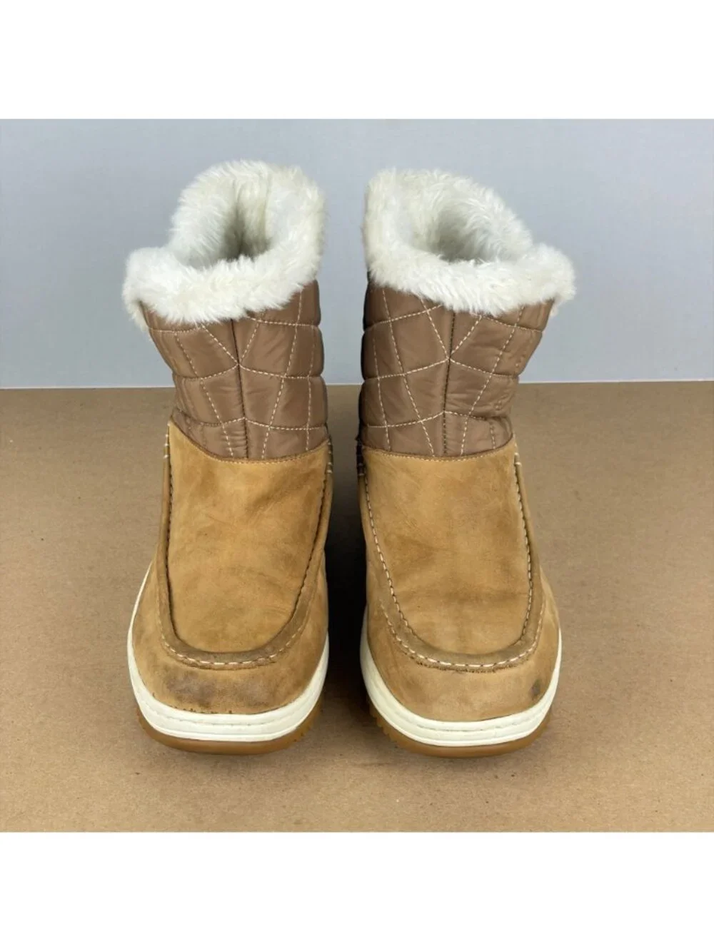 Sperry Top Sider Powder Altona Winter Snow Boots Womens 9 Tan Suede Pull On